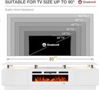 80" Entertainment Center & TV Stand, Modern Media Console with Storage Cabinet, Fits TVs up to 90", Living Room Furniture, 36" Electric Fireplace (All White)