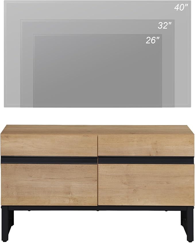WAMPAT Modern TV Stand for TVs Up to 40 Inch, Entertainment Center Media Console with Storage Cabinet, TV Console for Living Room, Oak