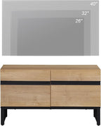 WAMPAT Modern TV Stand for TVs Up to 40 Inch, Entertainment Center Media Console with Storage Cabinet, TV Console for Living Room, Oak