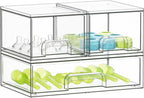 SpaceAid Bottle Storage Organizer Baby - Acrylic Bottles Station Organizer Container, Stackable Clear Drawers for Countertop, Vanity, Bathroom, Cabinet, Pantry Organization, 3 Pack, 2S1L, 7.8"H