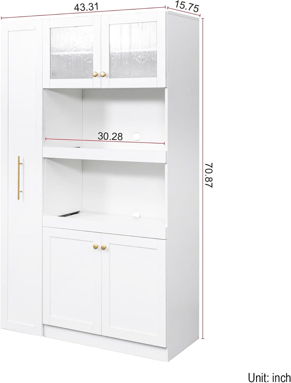 Modern Multi-Functional Cabinet, Farmhouse Storage Cabinet with 4 Doors, for ...
