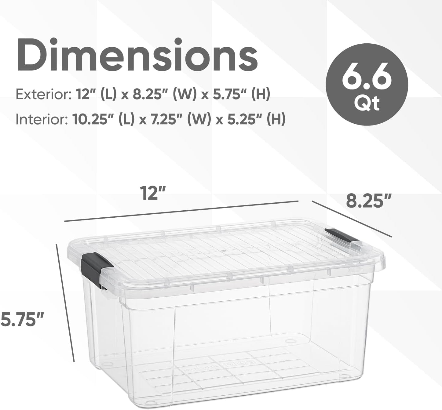 Superio Storage Bins with Lids- 8 Pack, 6.6 Qt Clear Boxes for Organizing, Stackable Plastic Containers- BPA Free, Non-Toxic, Odor Free, Organizer for Home, Office, Dorm