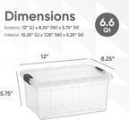 Superio Storage Bins with Lids- 6 Pack, 6.6 Qt Clear Boxes for Organizing, Stackable Plastic Containers- BPA Free, Non-Toxic, Odor Free, Organizer for Home, Office, Dorm