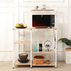 soges Microwave Cart Coffee Station, Kitchen Bakers Rack, Utility Microwave Oven Stand Storage Cart, Workstation Shelf, White Oak 172-MO