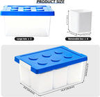 loobuu Plastic Storage Bins with Lids, Art Craft Supply Organizer Box with Brush Pot, Multipurpose Stackable Storage Containers for Organizing Tool, Craft, Crayon,Sewing (Blue)