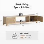 Fluted Oak TV Stands for 65/70/75 Inch TV, Boho Media Console for Living Room, TV Entertainment Center with Storage, Wood Television Cabinet for Bedroom