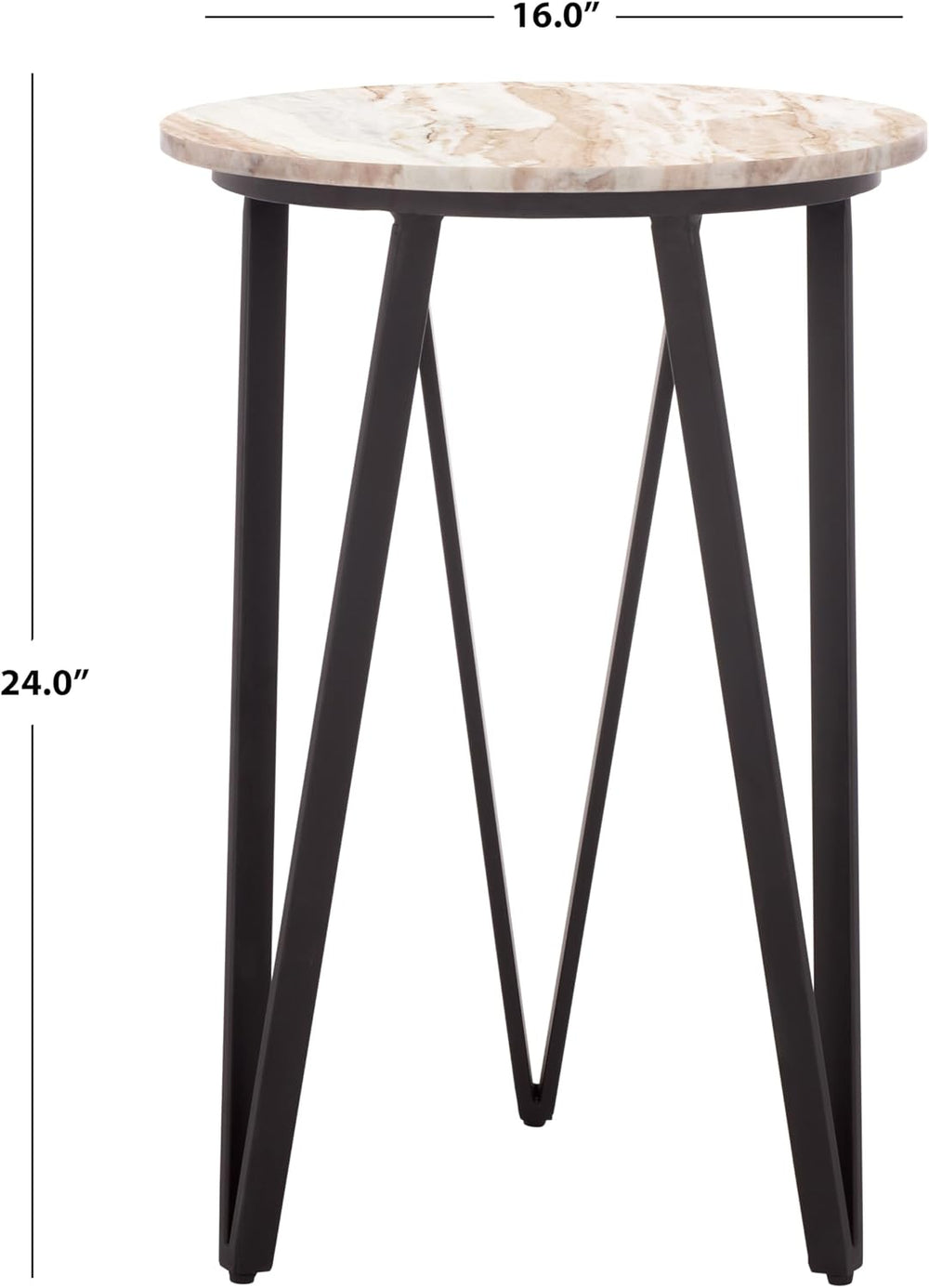 SAFAVIEH Home Collection - Reni Brown Marble & Black Metal Accent Table, ...