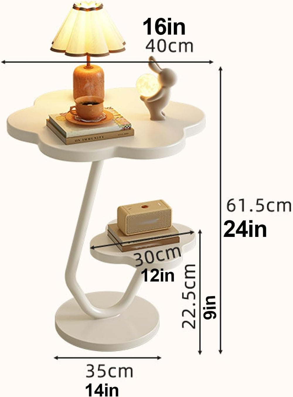 Flower-Shaped Side Table, 2 Layers End Table for Sofa, Nightstand, mesa Auxil...