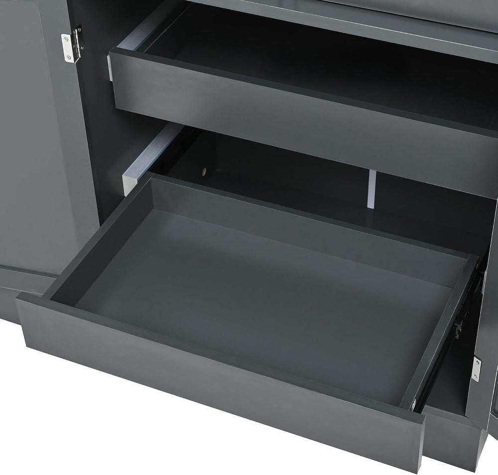 Tall Kitchen Pantry Cabinet with 4 Drawers, Door Shelves and Pull-Out Trays, ...