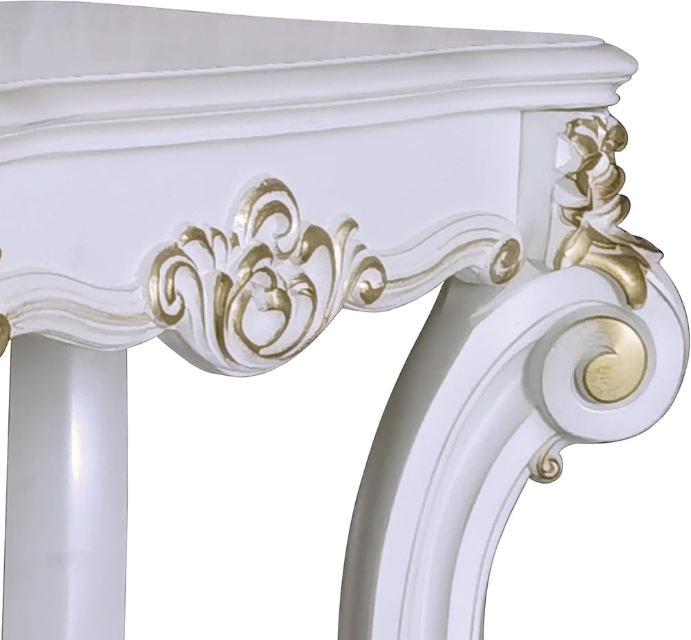 Antique Pearl End Table with Bottom Shelf