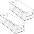 mDesign Small Plastic Nursery Storage Container Bins with Handles for Organization in Cabinet, Closet or Cubby Shelves - Organizer for Baby Food, Bibs, Formula - Ligne Collection - 2 Pack - Clear