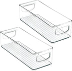 mDesign Small Plastic Nursery Storage Container Bins with Handles for Organization in Cabinet, Closet or Cubby Shelves - Organizer for Baby Food, Bibs, Formula - Ligne Collection - 2 Pack - Clear