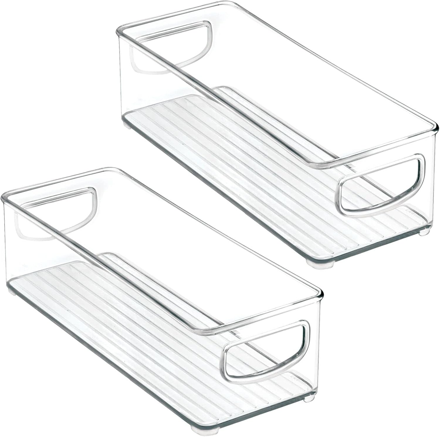 mDesign Small Plastic Nursery Storage Container Bins with Handles for Organization in Cabinet, Closet or Cubby Shelves - Organizer for Baby Food, Bibs, Formula - Ligne Collection - 2 Pack - Clear
