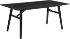 Armen Living Channell Mid Century Modern 5 Piece Black Wood Dining Table Set with Charcoal Fabric