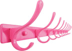 SKOLOO Coat Rack Wall Mounted - 10 Hooks, Heavy Duty, Stainless Steel, Metal Wall Hanger, Sturdy Coat Hooks for Hanging Coats, Jackets, Clothes, Hats - Pink