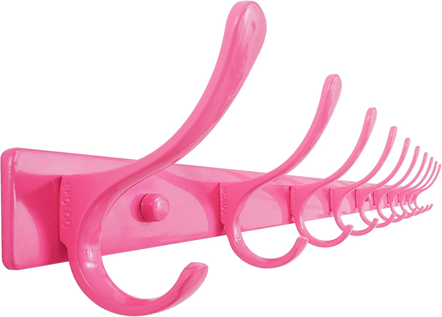 SKOLOO Coat Rack Wall Mounted - 10 Hooks, Heavy Duty, Stainless Steel, Metal Wall Hanger, Sturdy Coat Hooks for Hanging Coats, Jackets, Clothes, Hats - Pink