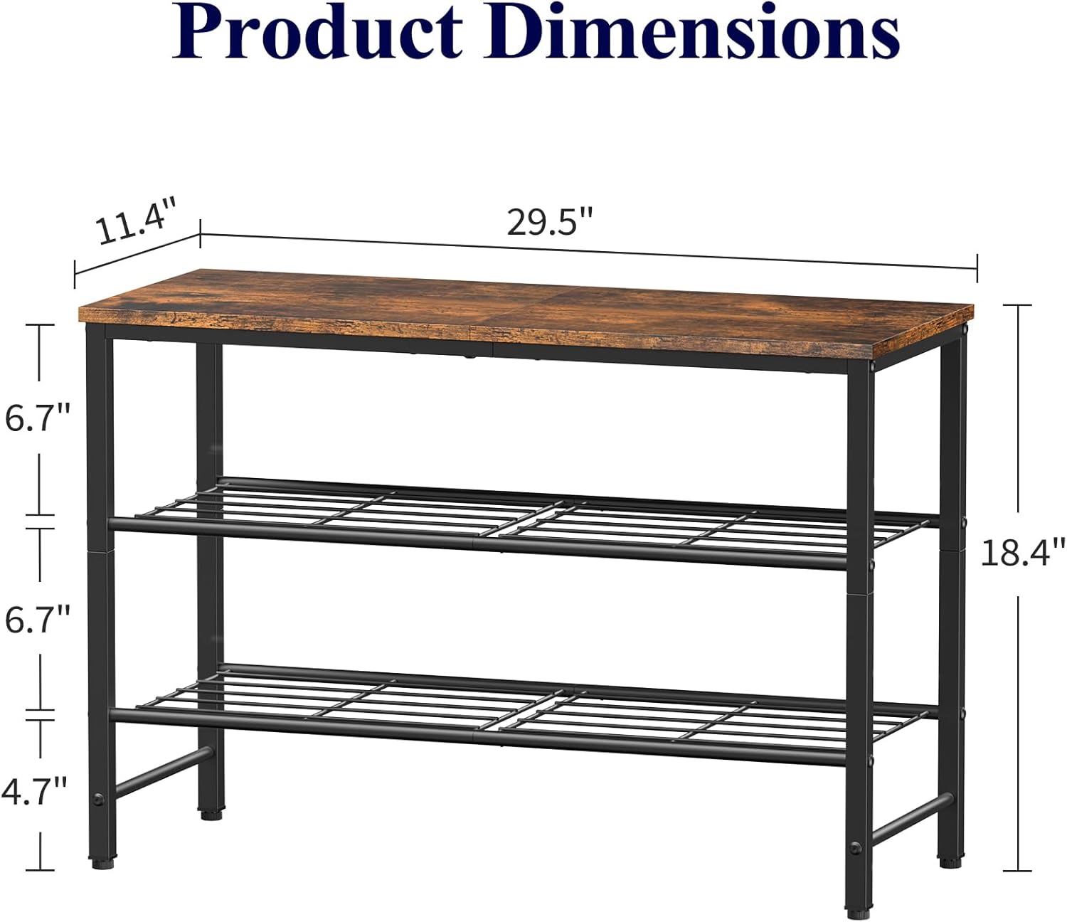 Kitsure Shoe Rack for Closet, Shoe Storage, 29.5" Wide - 3 Tier, Brown | Space-Saving Shoe Organizer with Leveling Feet, Sturdy & Rust-Proof Wooden Shoe Rack for Entryway, Bedroom, Living Room