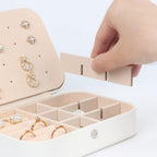 Travel Jewelry Box, Small Jewelry Organizer Boxes for Women Girls, 2 Layer Travel Jewlery Case, PU Leather Mini Portable Jewerly Storage Display Holder for Earrings, Ring, Necklaces, Bracelets White1
