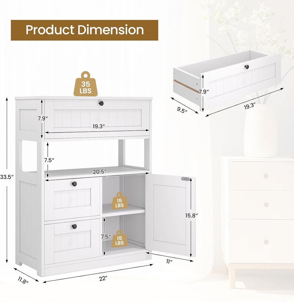 GRUSIGN Bathroom Cabinet, Modern Bathroom Floor Storage Cabinet Organizer wit...