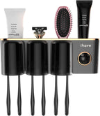 iHave Toothbrush Holders Bathroom Accessories with Toothpaste Dispenser, 3 Cups Toothbrush Holder Wall Mounted Bathroom Decor
