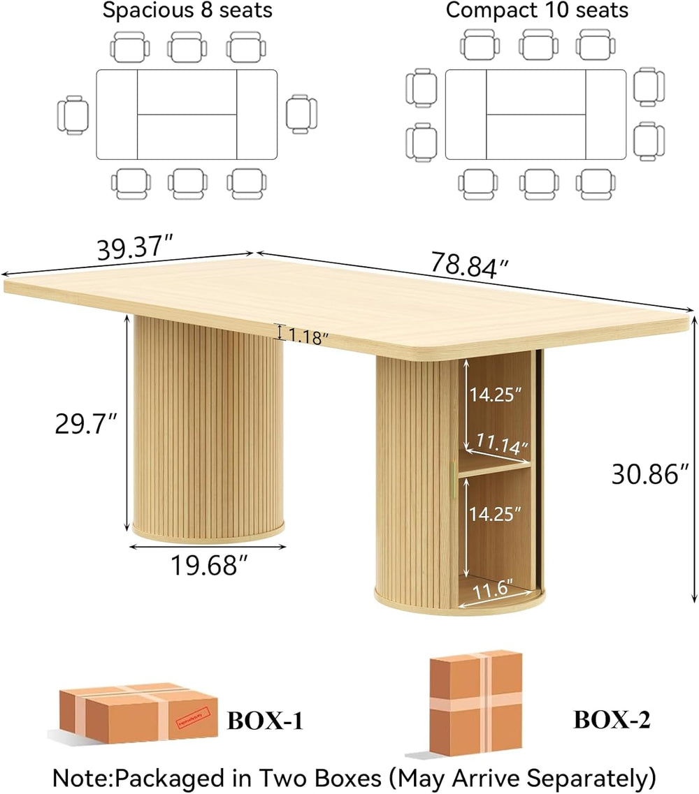 Gyfimoie 79" Dining Table for 8 to 10 People,Farmhouse Kitchen Dining Ro...