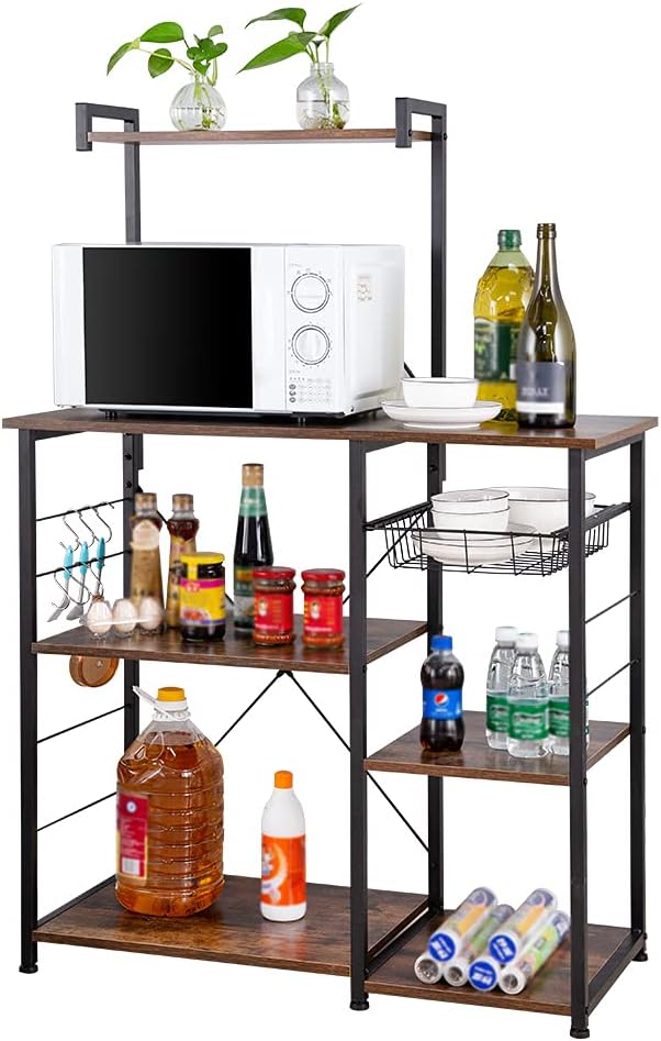 Microwave Stand with Cabinet Hutch for Kitchen with Storage Kitchen Backer Rack and Shelves for Storage Kitchen Storage Organizer