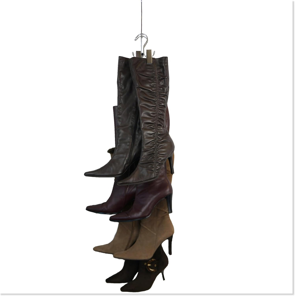 Boottique Boot Organizer: The Rack That Hangs, Holds, Shapes, & Protects Every Size and Style (Boot Stax Vertical Storage System With 6 Silver Hangers)