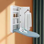 Wall Mounted Ironing Board with Storage Cabinet Built in Swivel Ironing Board with 3Tier Shelf & Dressing Mirror for Home Apartment & Small Spaces