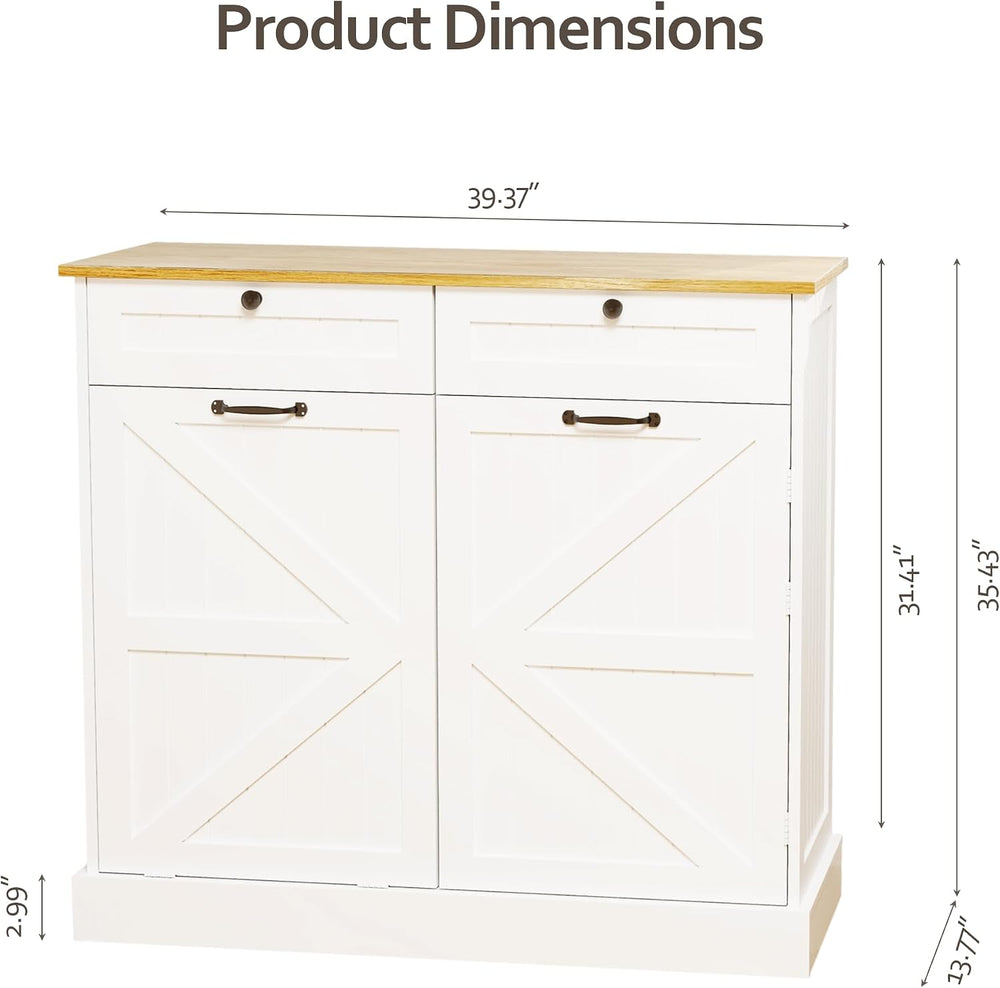 Tilt Out Trash Can Cabinet, Kitchen Trash Can Cabinet with Two Drawers – Free...