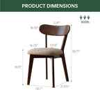 100% Solid Oak Dining Chairs, Mid Century Modern Dining Chair with Curved Backrest, Fabric Upholstered Dining Chairs for Kitchen, Study, Living Room (1, Walnut Wood-Gray Cushion)