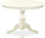 East West Furniture HBCL3-LWH-W 3 Piece Dinette Set for Small Spaces Contains a Round Dining Table with Pedestal and 2 Dining Chairs, 42x42 Inch, Linen White
