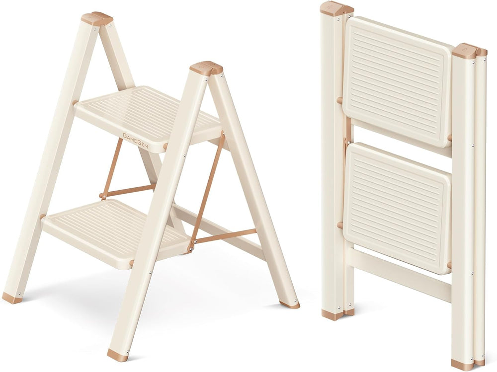 2 Step Ladder, Foldable Step Stool with Wide Anti-Slip Pedal