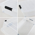 Gloreen 25 Quart Plastic Underbed Storage Container with Wheels, Clear Under Bed Storage Box Bins, 3-Pack