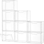 Stackable Storage Bins, Clear Acrylic Display Case, 9-Pack Acrylic Boxes with Lids, Clear Storage Containers Storage for Handbags, Collectibles & Figures