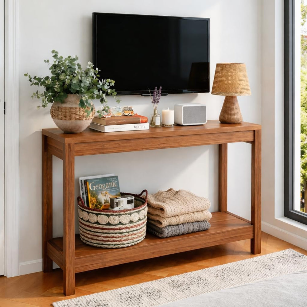47" Entryway Table, Narrow Console Sofa Table, with Outlets and USB-C Po...
