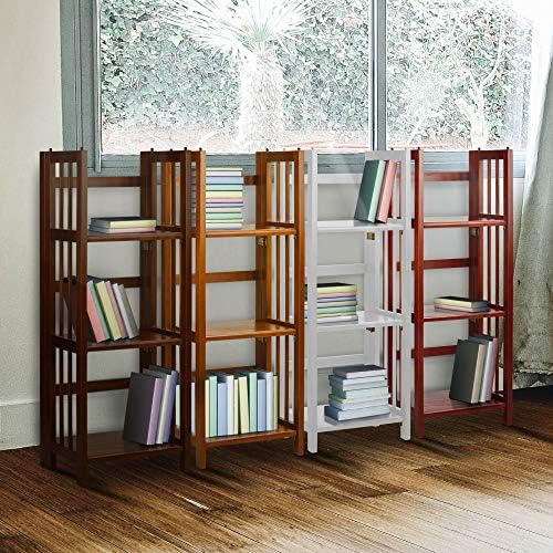 Casual Home Narrow 3-Shelf Folding Bookcase, 14" Wide, Walnut