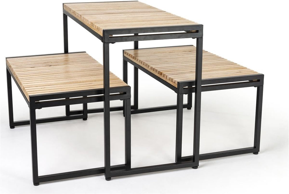 Displays2go Rustic Nesting Display Tables, Set of 3 | Natural Finish Slatted ...