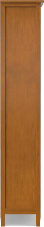 SIMPLIHOME Warm Shaker Bookcase - 72 inch Tall 5-Shelf Solid Wood Bookshelf in Light Golden Brown, Transitional Storage for Living Room, Study Room or Office with Adjustable Shelves and Tapered Legs