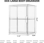 Boot Storage Organizer Tall Boots Boxes for Closet Clear Plastic Stackable Shoe Organizer Box, 3 Pack Acrylic Display Case with Divider for Collectibles, Figures