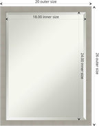 Amanti Art Grey Wall Mirror 26x20 Woodgrain Stripe Grey Rectangle Bathroom Mirror for Wall Decor Living Room, Medium Casual Wood Frame, Hangs Horizonally and Vertically, Bathroom Decor, Beveled Edge