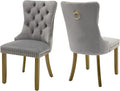 Velvet Dining Chairs Set of 2, High-end Tufted Upholstered Dining Chair with Back Ring Pull, Nailhead Trim and Golden Solid Wood Legs, Modern Dining Room Chairs for Dining Room, Light Gray