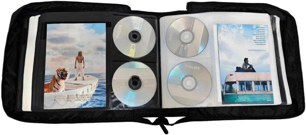 DVD CD Storage Case with Extra Wide Title Cover Pages for Blu Ray Movie Music...