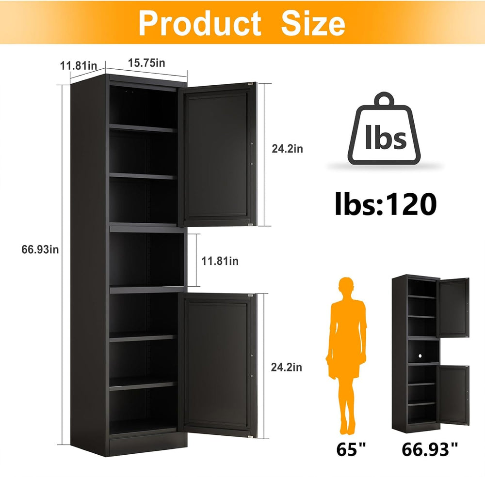 Ckzbx Tall Narrow Storage Cabinet 66.93" H Tall Bathroom Cabinet Metal P...