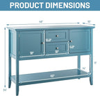 COSTWAY Buffet Sideboard, with 2 Wood Storage Drawers & Open Shelf, Console Table for Living Room Kitchen Dining Room Furniture (Blue)