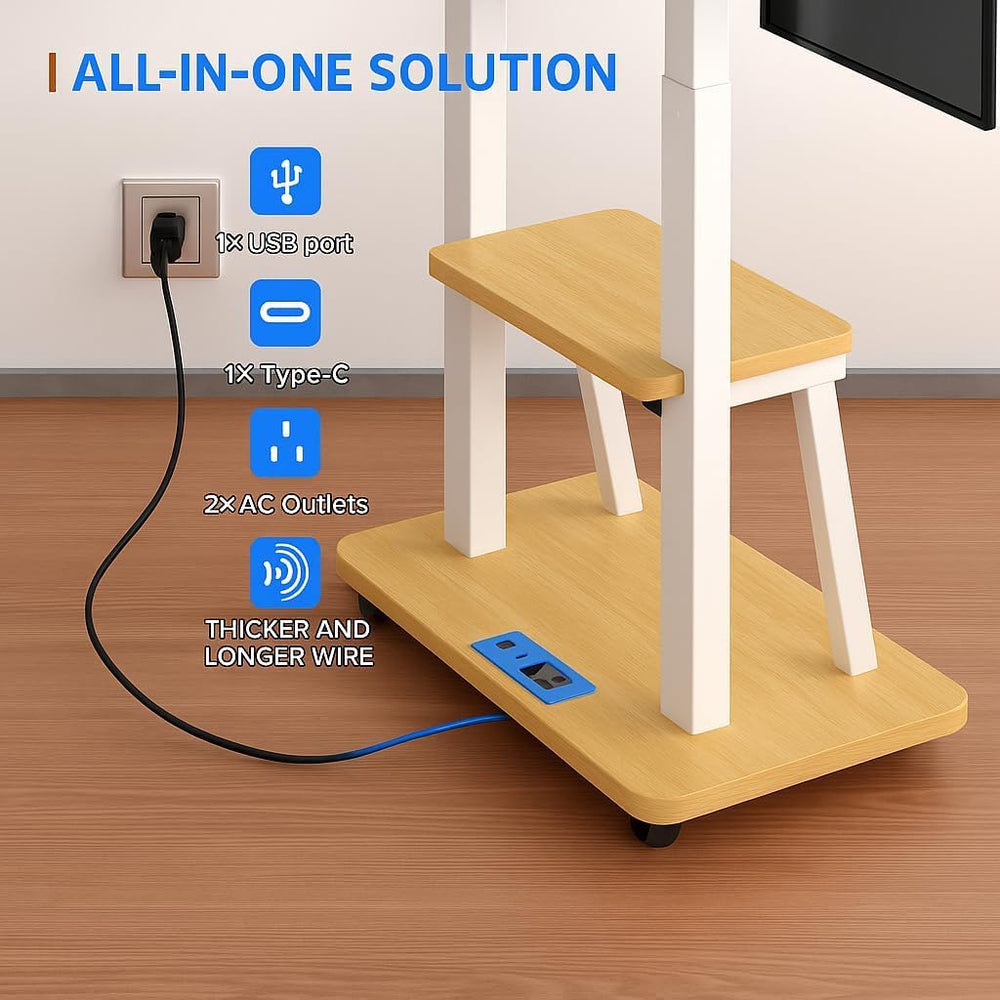 Rolling TV Stand for 32-80 Inch TVs, TV Cart with Power Outlet | TV Stand for...