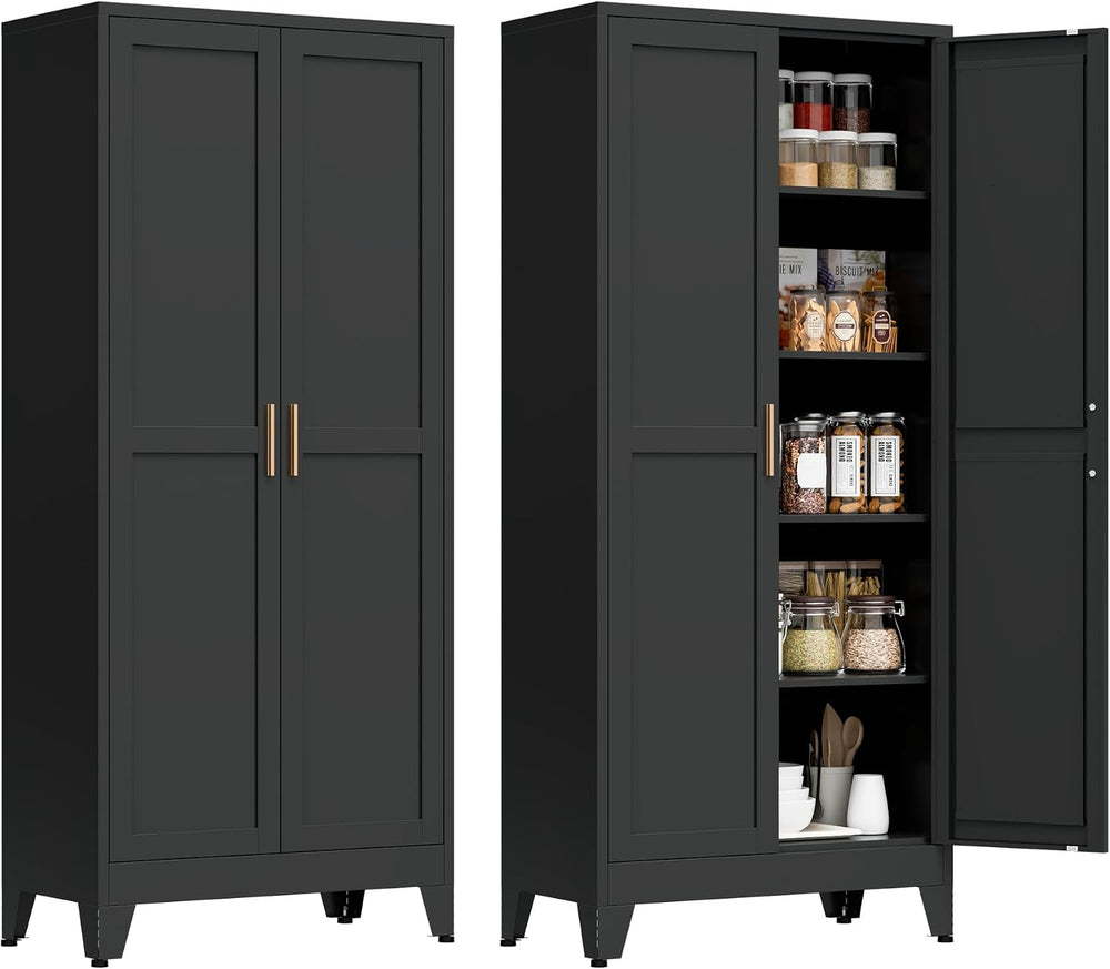 71” Tall Metal Kitchen Pantry Cabinet, Kitchen Storage Cabinets, Steel Cupboa...