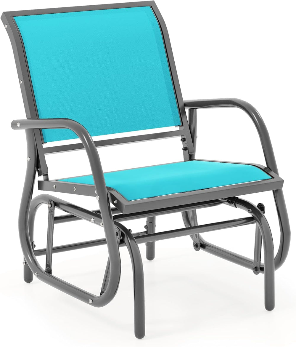 Giantex Swing Glider Chair W/Study Metal Frame Comfortable Patio Chair Love-S...