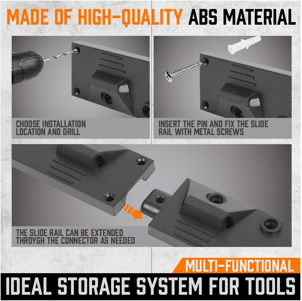 HORUSDY 64 Inch Adjustable Storage System, Wall Mount Tool Organizer, Tool Hangers for Mop and Broom Holder Shovel, Rake, Broom, Mop Holder, Etc