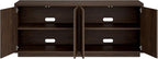 Henn&Hart Fluted TV Stand for TVs up to 65" with 2 Concealed Ribbed Storage Cabinets and Adjustable Shelves for Living Room, Family Room, or Office, Warm Brown
