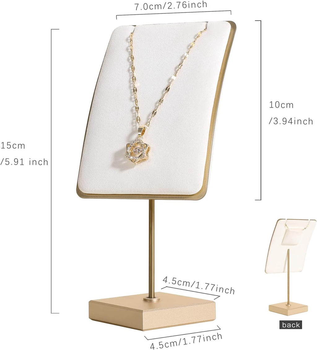 GemeShou White jewelry necklace display for sale, gold necklace and earring holder, velvet jewelry organizer necklace hanger【White】